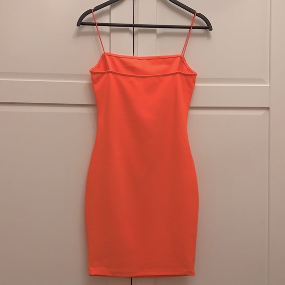 Neon Coral Mini Dress - Picture 2 of 2